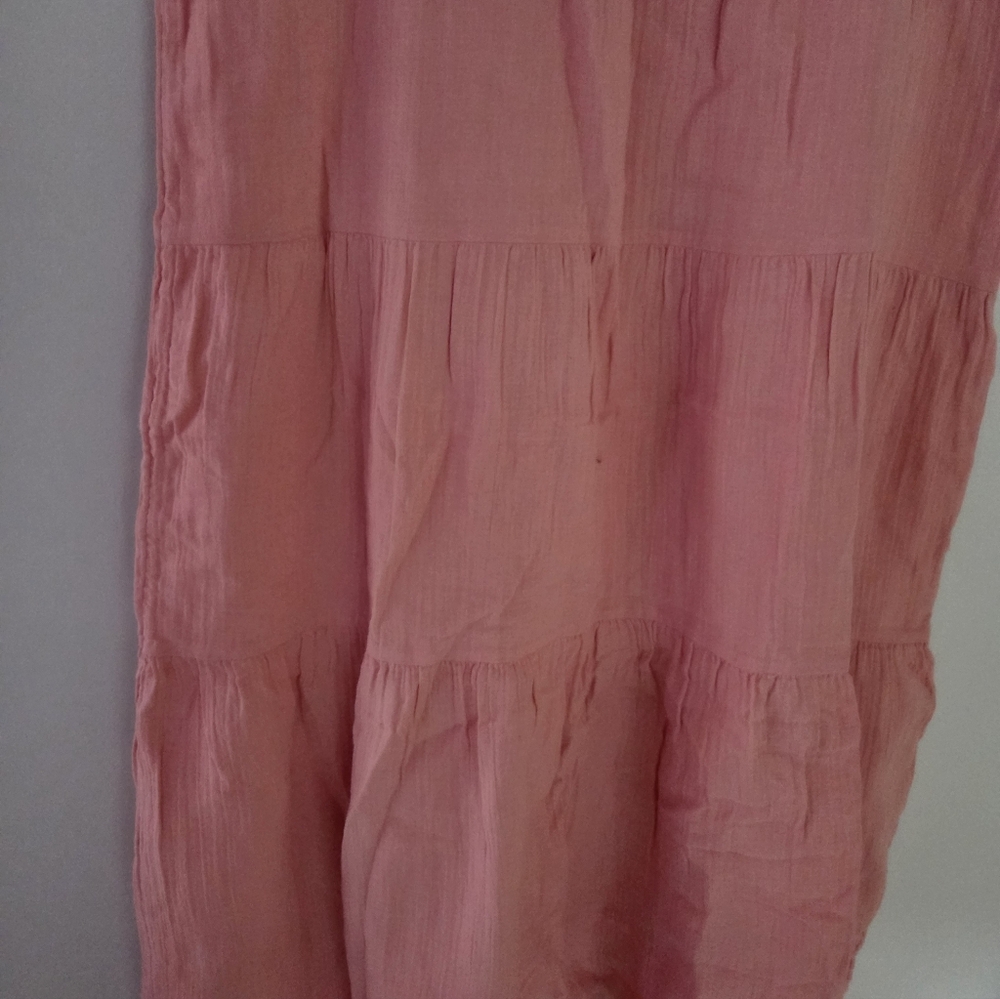 Quince Sleeveless Tiered Midi Dress in Coral Pink - Picture 8 of 12